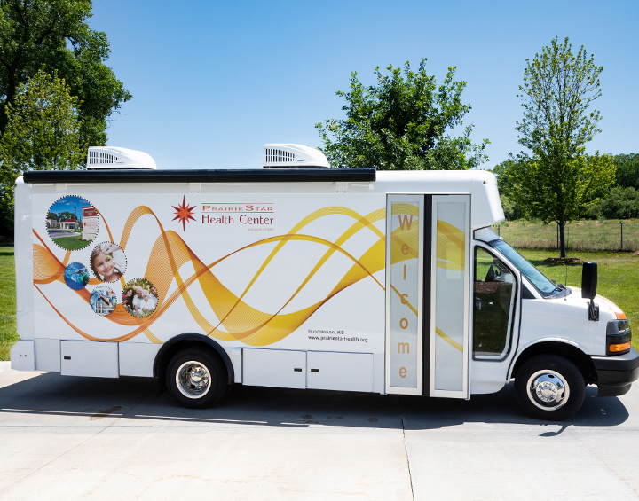 Collins Bus and PrairieStar's new mobile medical clinic will help deliver care to rural communities Photo - Click Here to See